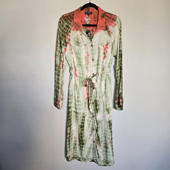 J Gee Dresses & Skirts - Elegant Tie-Dye Button-Up Midi Dress